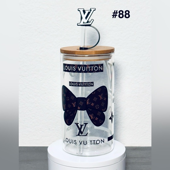 Rosa’s homemade Other - 18oz Clear Tumbler with Black Monogram Bow